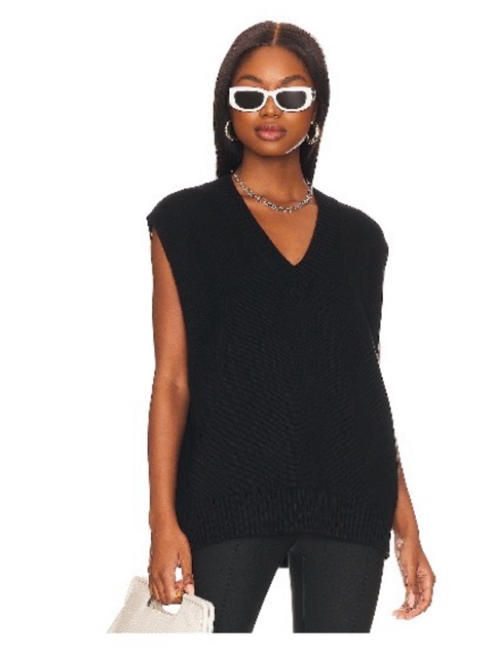 L'Academie Black Oversized Sweater Vest
